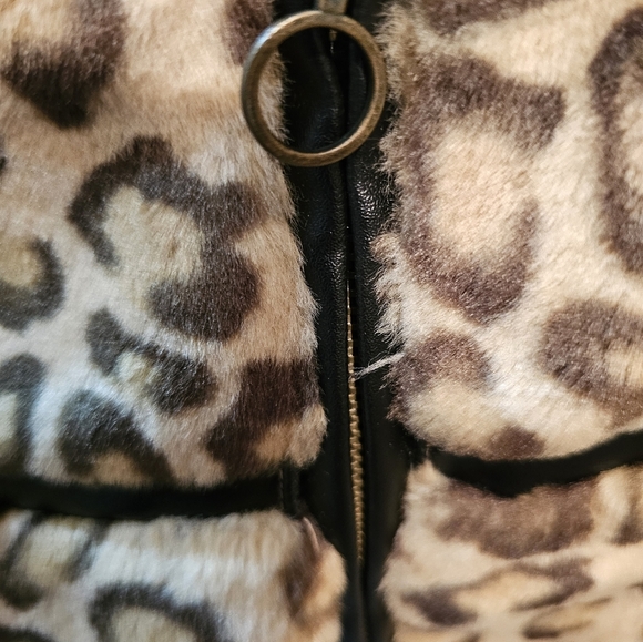Children's Place 6-9 Months Leopard Coat with Leather Trim Like New - Picture 3 of 6